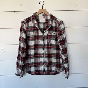 Abercrombie & Fitch Cream and Red Plaid Sleep Shirt